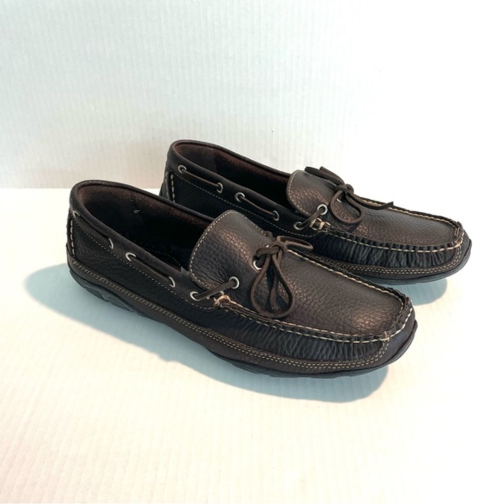 L.L. Bean Men’s Dark Brown Pebbled Leather Slip On Loafer Moccasin‎ Size 10.5D